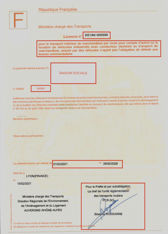 Licence professionnelle de transport